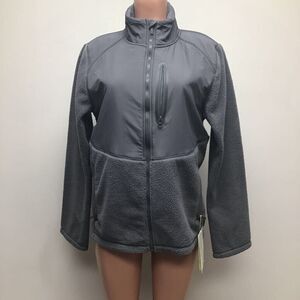 All In Motion Mens Fleece Jacket Gray Waist Length Pockets Mock Neck Solid M New